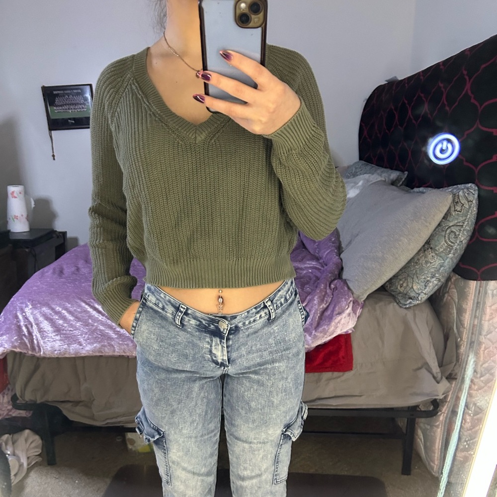 Forever 21 Ribbed Knit Sweater in Olive